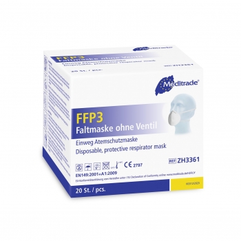 20 FFP3 NR Masken ohne Ventil Feinstaubmaske Atemschutzmaske CE2797 Meditrade