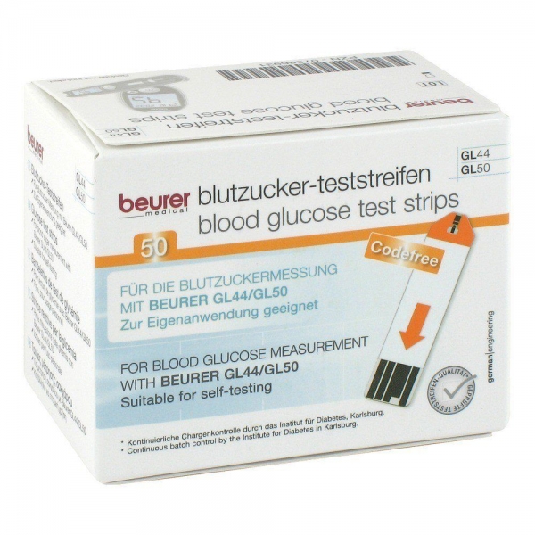 Beurer Blutzuckerteststreifen GL44 50 50 EVO 464.01 50 Stück (2 Dosen á 25 St.)